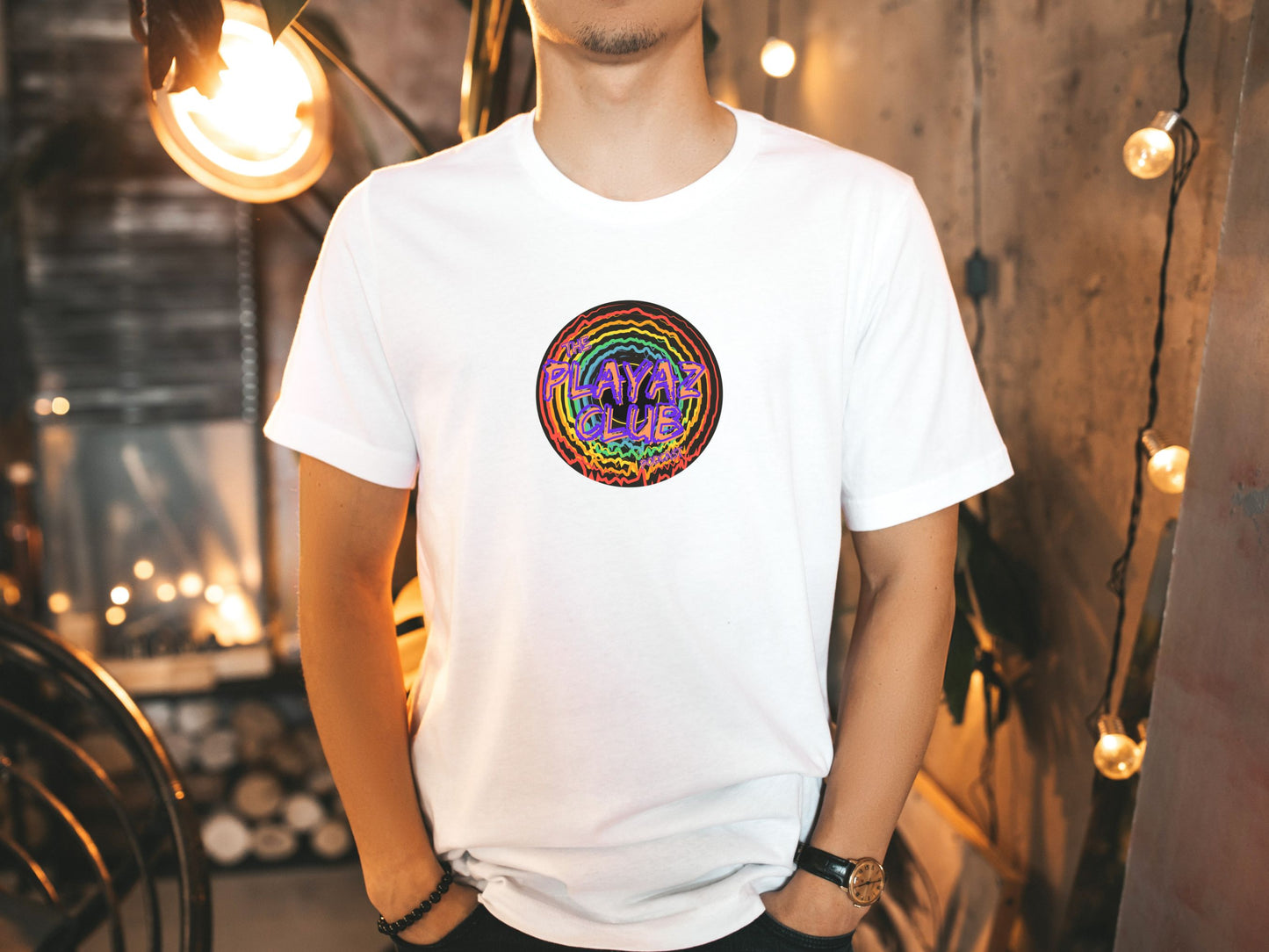 Electric Groove Tee – The Playaz Club Podcast Collection –Groovy Letters Design