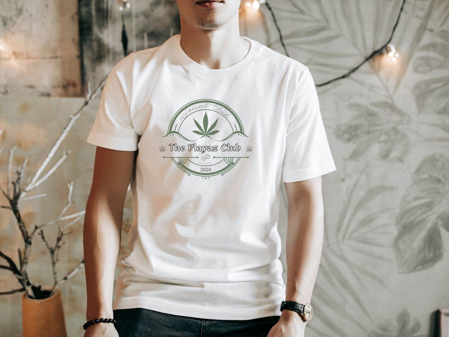High Rollers Tee – The Playaz Club Podcast Ultimate Collection –Vintage Weed & Dice Emblem