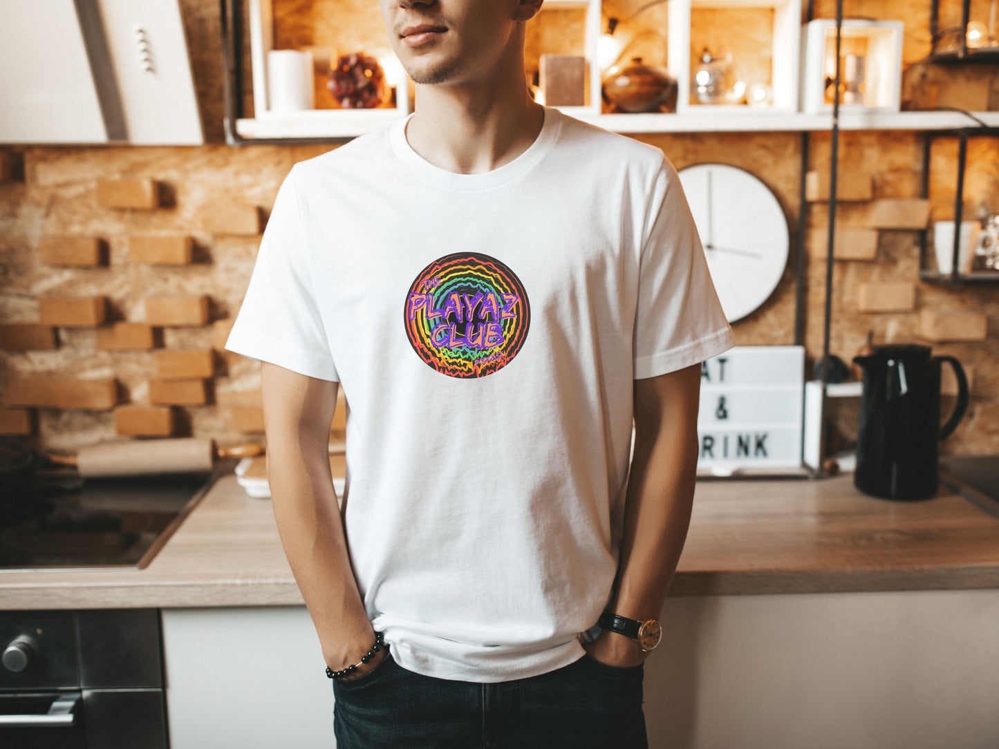 Electric Groove Tee – The Playaz Club Podcast Collection –Groovy Letters Design