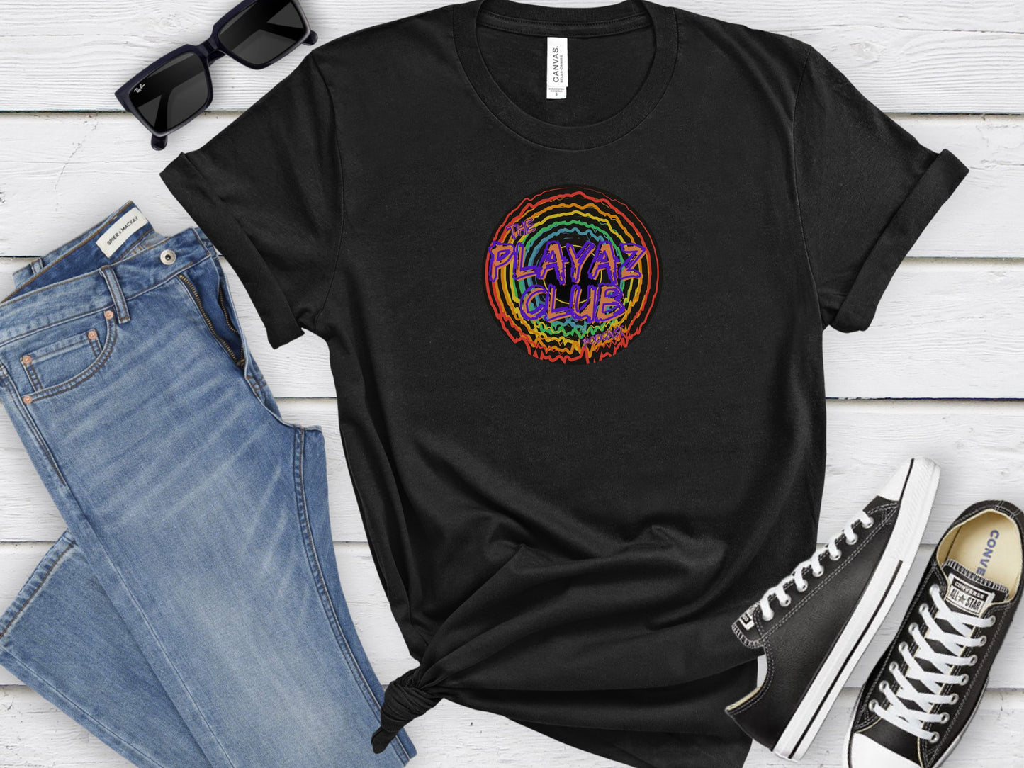 Electric Groove Tee – The Playaz Club Podcast Collection –Groovy Letters Design