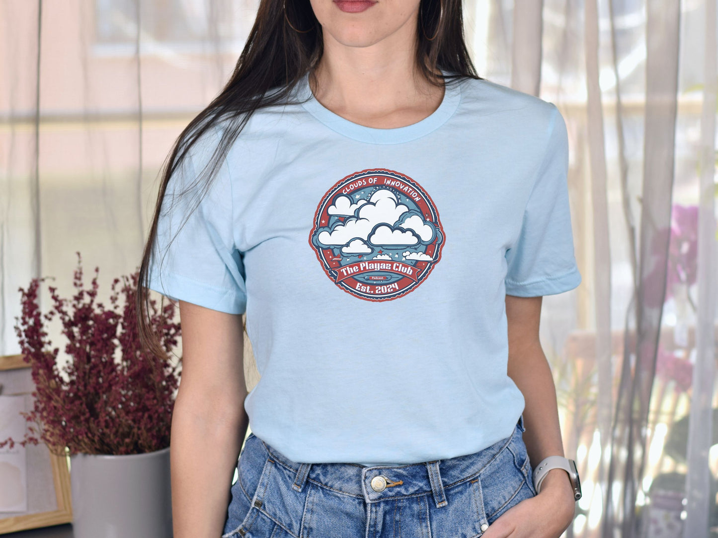 Inspirational Cloud Art Tee – Clouds of Innovation by The Playaz Club Podcast T-shirt – Creative Inspiration for Artists and Thinkers