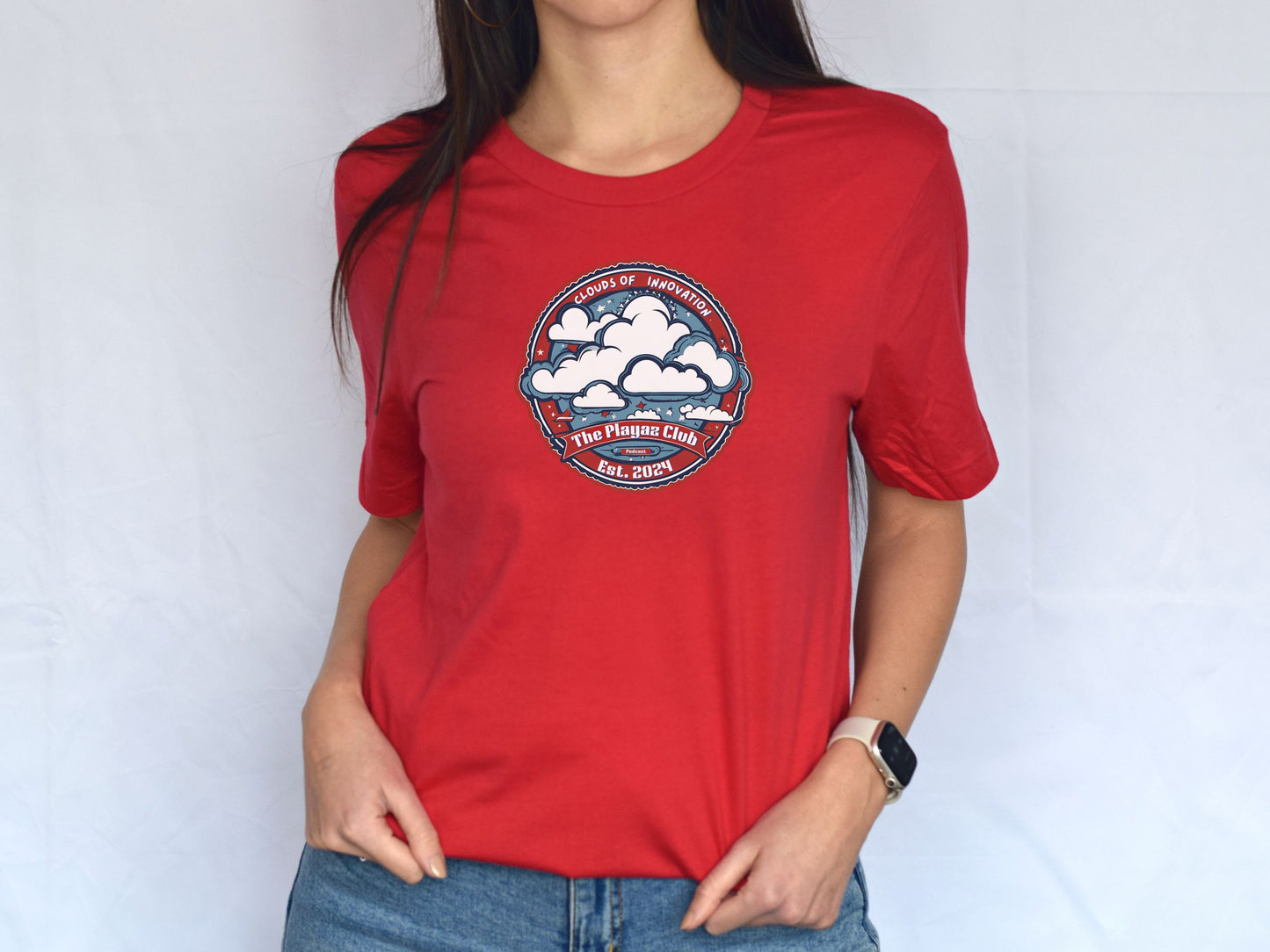 Inspirational Cloud Art Tee – Clouds of Innovation by The Playaz Club Podcast T-shirt – Creative Inspiration for Artists and Thinkers