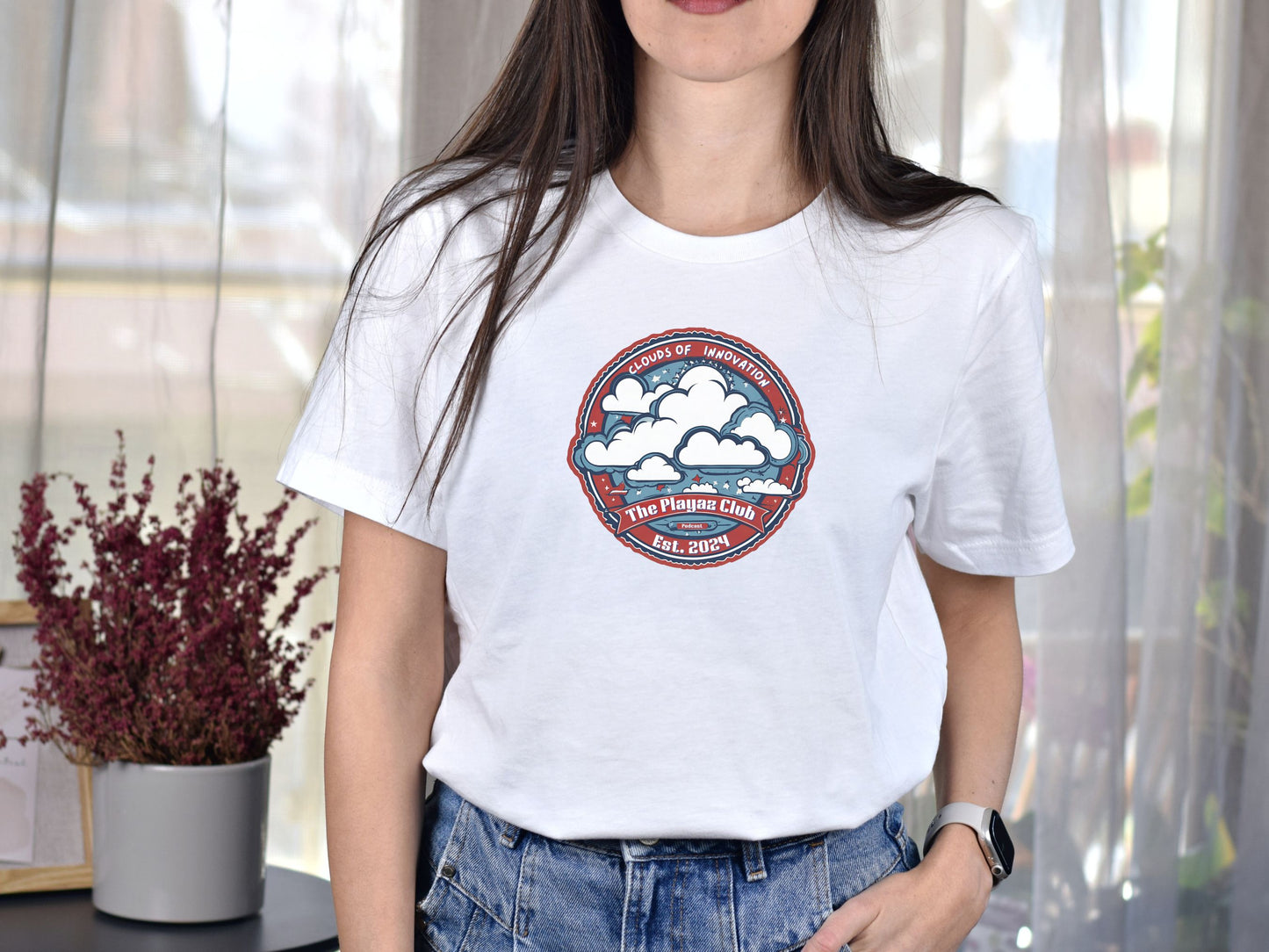Inspirational Cloud Art Tee – Clouds of Innovation by The Playaz Club Podcast T-shirt – Creative Inspiration for Artists and Thinkers