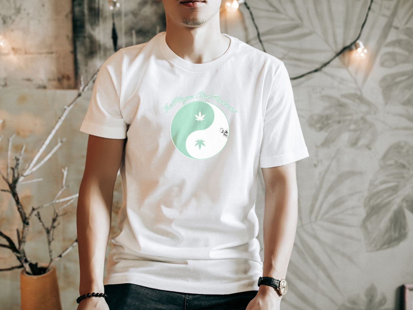 Intricate Thinkin' Cannabis Yin Yang Skeleton Tee – The Playaz Club Podcast Unique Design -Puff Puff Pass Cannabis Yin Yang