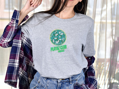 Global Encouragement Tee – The Playaz Club Podcast Collection – Futuristic Disco Ball Dance