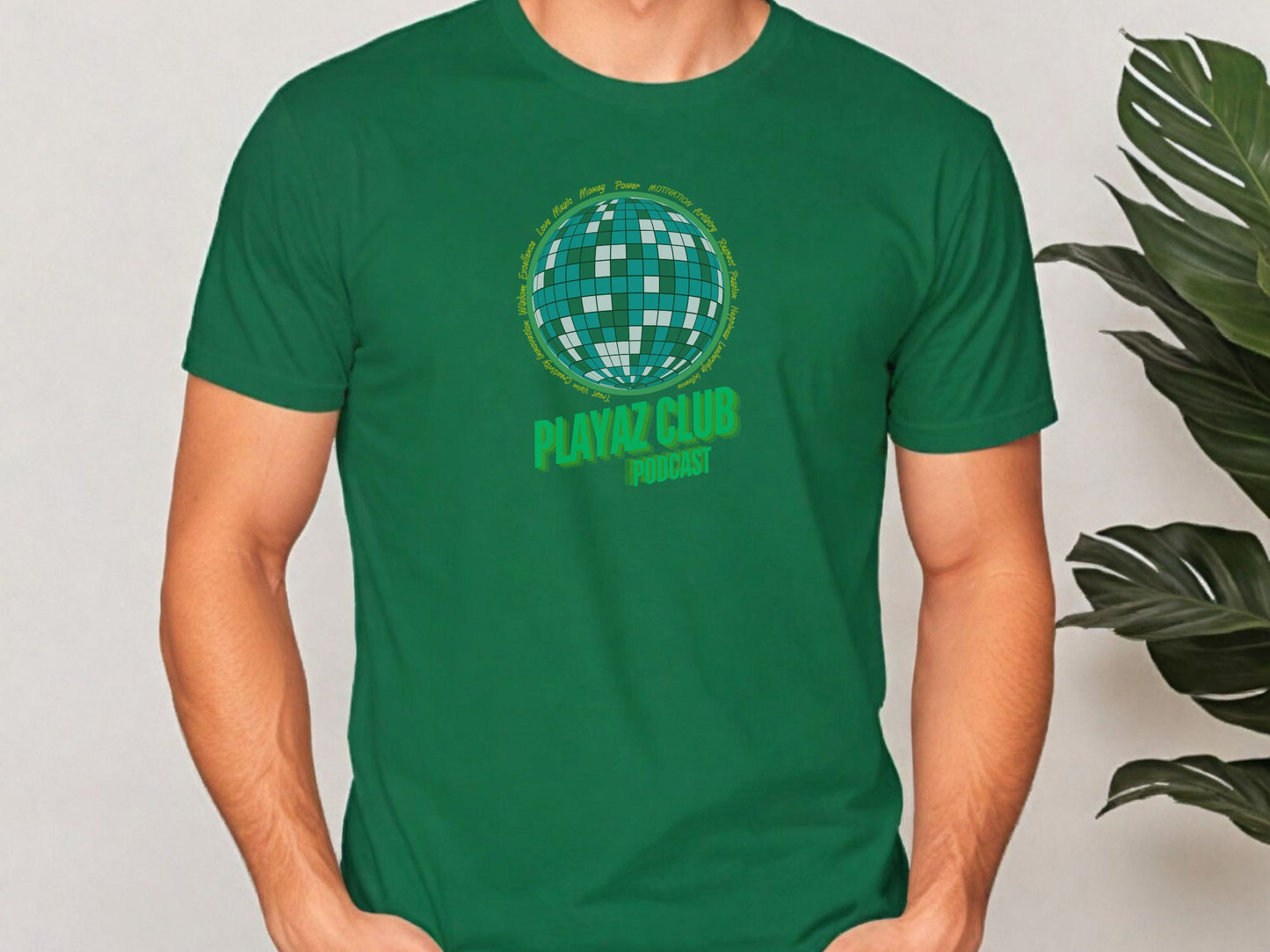 Global Encouragement Tee – The Playaz Club Podcast Collection – Futuristic Disco Ball Dance