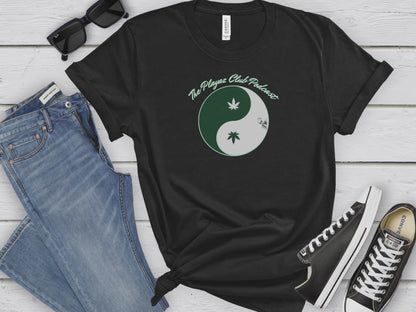 Intricate Thinkin' Cannabis Yin Yang Skeleton Tee – The Playaz Club Podcast Unique Design -Puff Puff Pass Cannabis Yin Yang