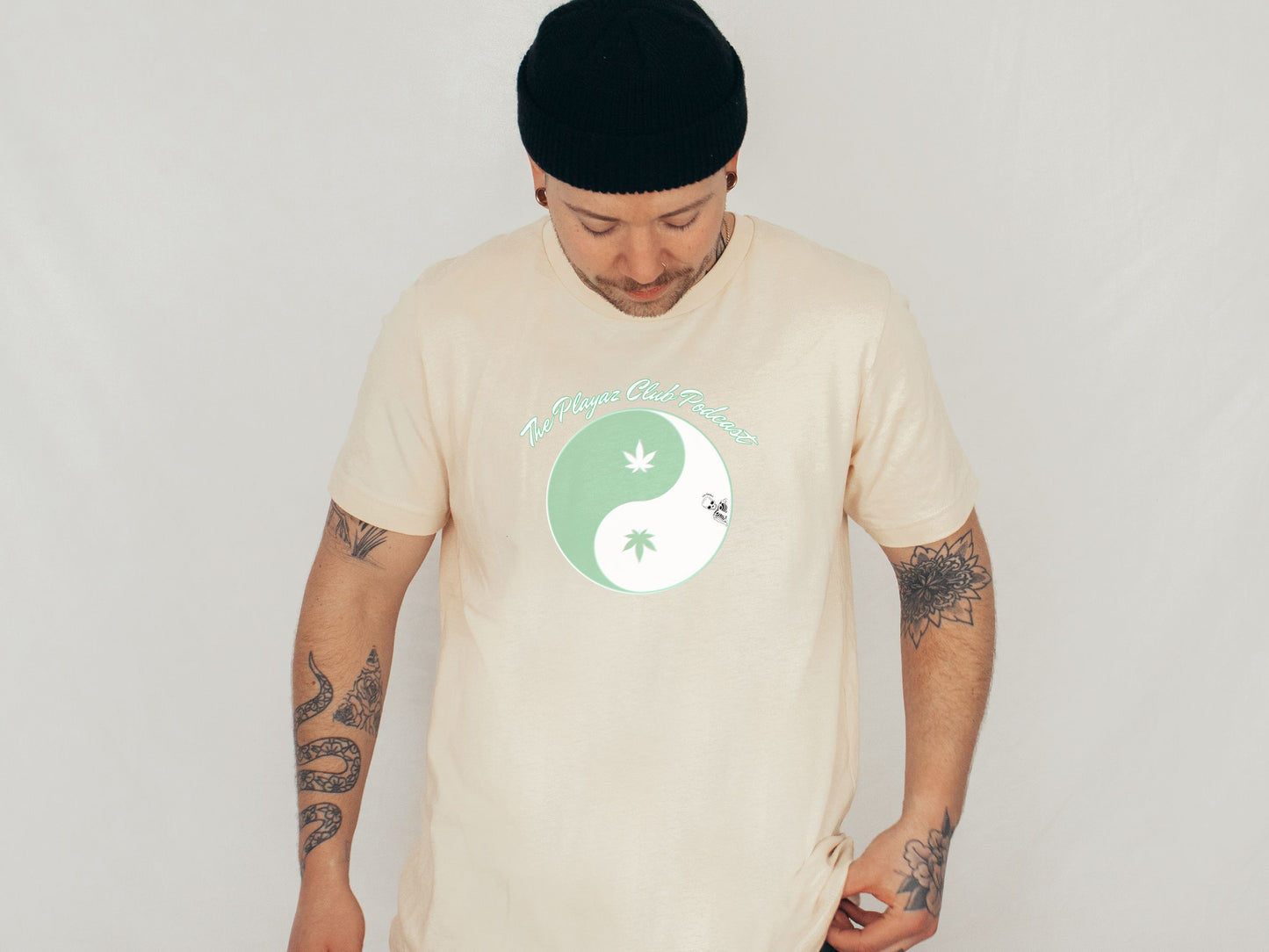 Intricate Thinkin' Cannabis Yin Yang Skeleton Tee – The Playaz Club Podcast Unique Design -Puff Puff Pass Cannabis Yin Yang