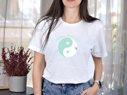 Intricate Thinkin' Cannabis Yin Yang Skeleton Tee – The Playaz Club Podcast Unique Design -Puff Puff Pass Cannabis Yin Yang